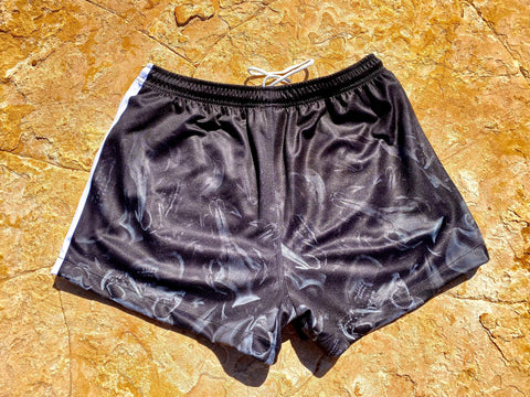 Chasin Tail -  Pig Skull Footy Shorts - Complete With Pockets And Zipper.