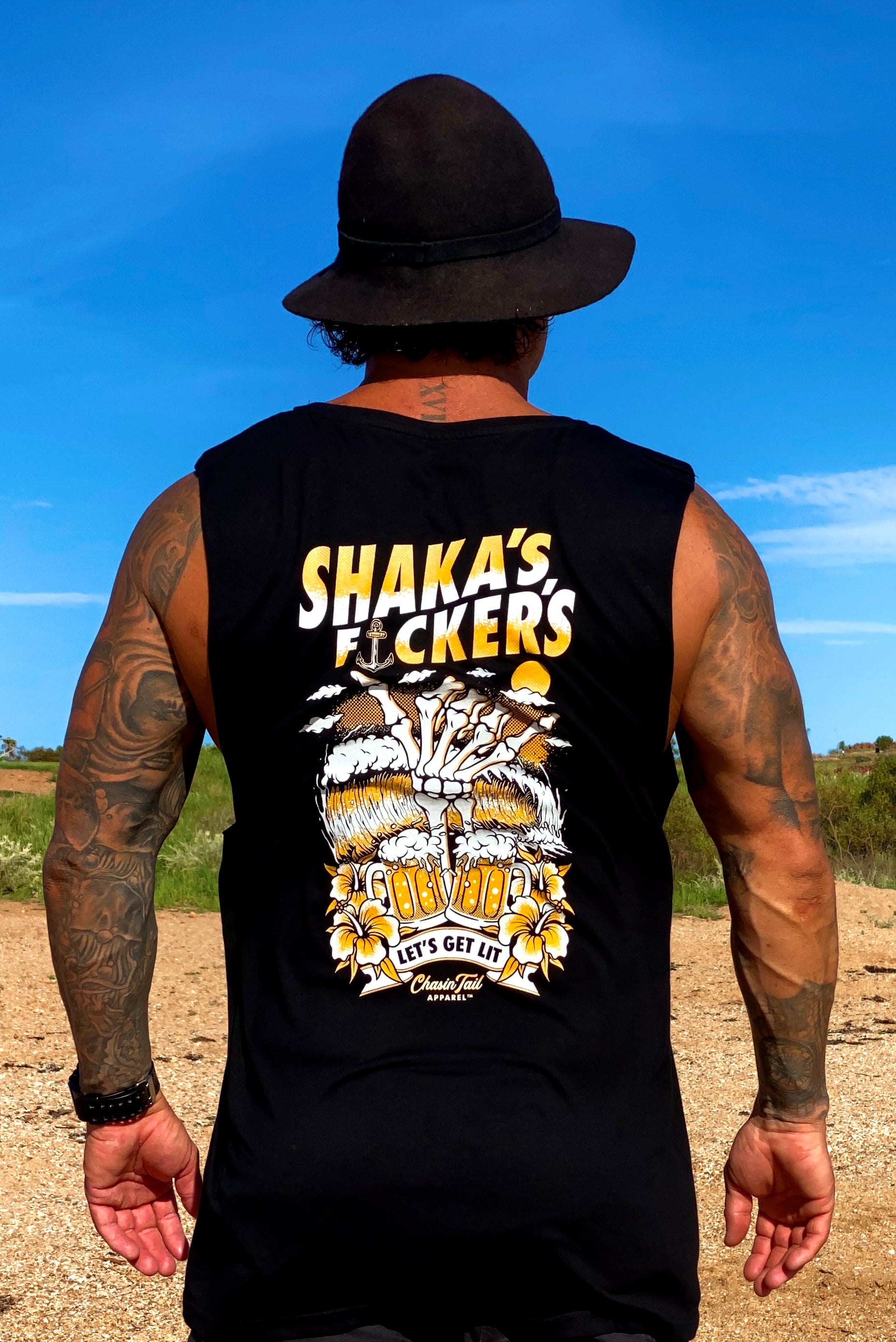 Chasin Tail -  Shaka's F*cker's - Black Muscle Singlet